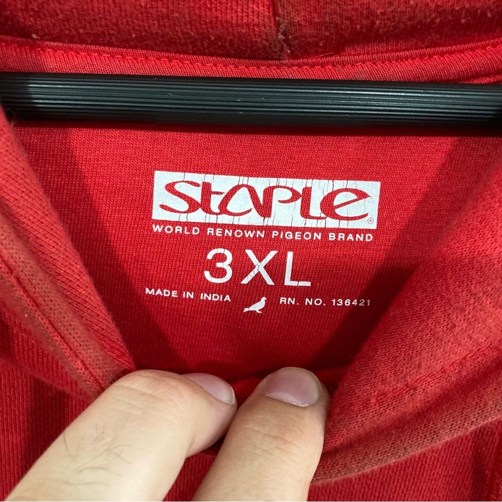 Staple Red Hoodie with Sequin Bird Design - Picture 3 of 14